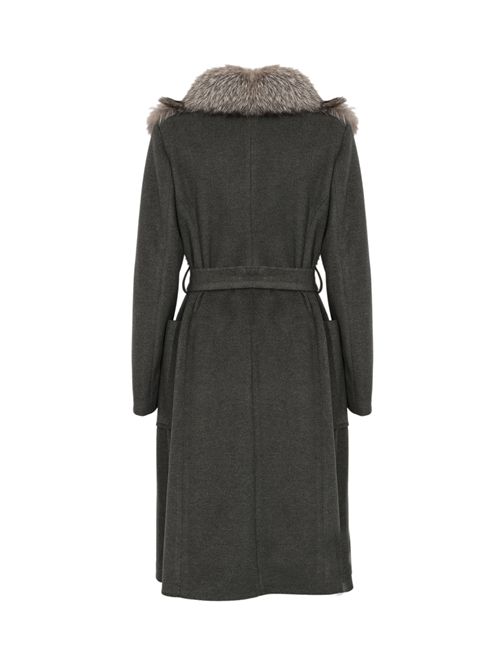 Cappotto effetto lana con pelliccia di volpe Grigio YES LONDON | CD1207GRIGNOS/FROST
